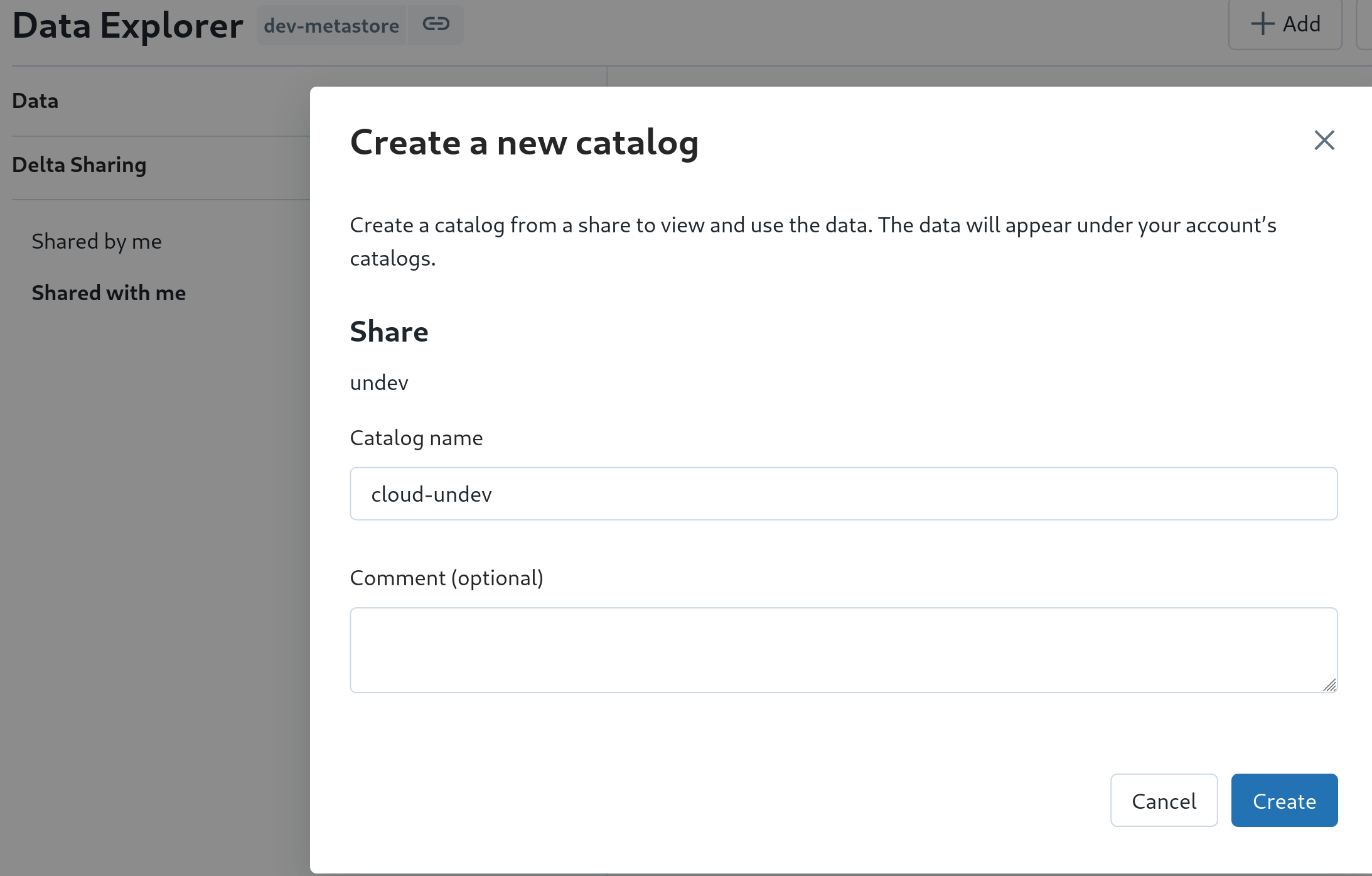 lakeFS-Cloud provider, create catalog from share